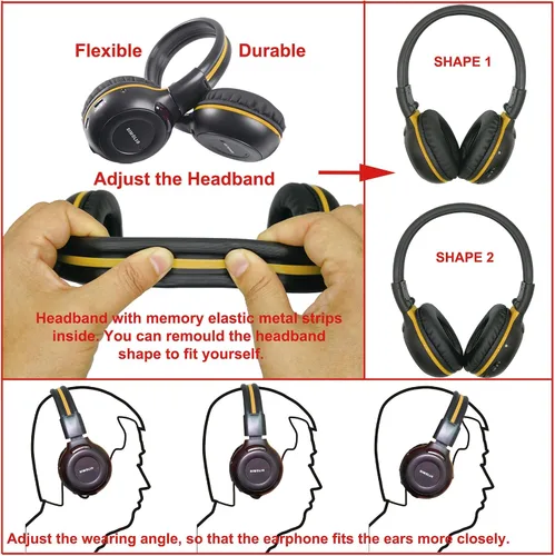 Vista 6 de SIMOLIO Auriculares IR para coche DVD compatibles con uConnect VES Dodge Grand Caravan y Chrysler Town & Country y Honda Odyssey & Jeep, auriculares