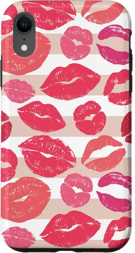 Vista 23 de iPhone 16 - Funda con diseño de beso y lápiz labial rosa