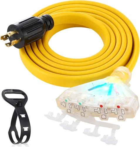 Vista 20 de Tellegloww Cable generador plano para RV NEMA TT-30p a 3X 5-20R/5-15R de 10 Negro