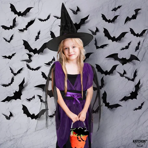 Vista 6 de Katchon, Halloween Witch Costume for Girls - Halloween Witch Dress with Black Hat Purple Halloween Costumes for Girls