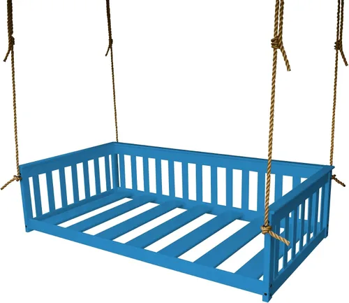 Vista 22 de Amish-Made - Cama de columpio de madera negra con cuerdas Pintura negra