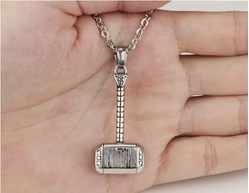 Vista 6 de LOHOME - Collar con colgante de martillo de Thor de acero de titanio para hombre