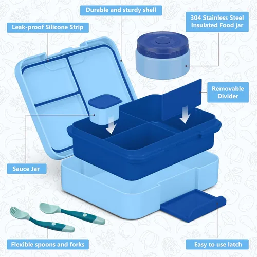 Vista 3 de WyfKyd Set de lonchera Bento con contenedor térmico de sopa para niños y adultos Bento Box Set with 9.5oz Soup Thermo Kids Leak-proof Lunch Box