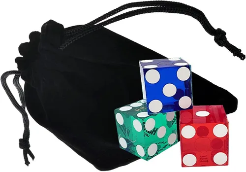 Vista 2 de Lote a granel de 6* dados pulidos de los casinos de Las Vegas, colores surtidos azul, verde, morado y rojo. Perfecto para póker, Farkle, Yahtzee
