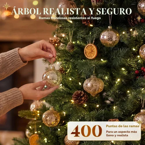 Vista 7 de HOLLO STAR Árbol de Navidad preiluminado de 4.5 pies, luces RGBW multicolor Control de aplicación, árbol de Navidad artificial con 197 luces LED
