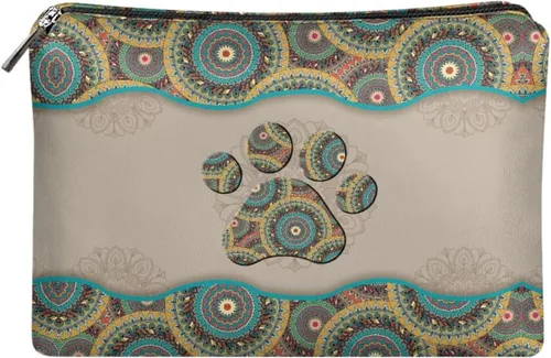 Vista 7 de Flashideas Bolsa de maquillaje portátil de cuero impermeable bolsa de cosméticos embrague maquillaje cepillo bolsa, Estampado De Mármol Azul 1