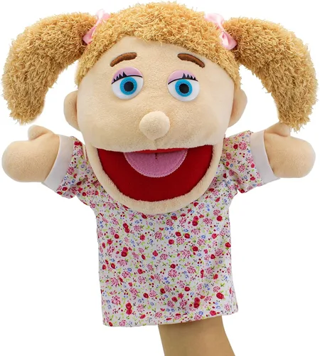 Vista 12 de Marionetas de mano familiares, Marionetas para niños para representar a los miembros de la familia 34 cm Marionetas multiétnicas de peluche suaves
