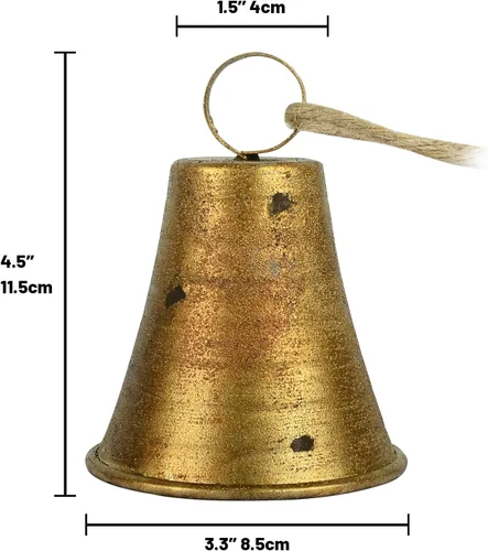 Vista 5 de Adornos dorados de campana de vaca para árbol de Navidad y puertas, decoraciones de interior para mujer