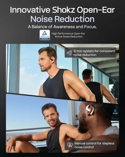 Vista 5 de SHOKZ OpenFit Pro - Auriculares abiertos con reducción de ruido, Dolby Negro