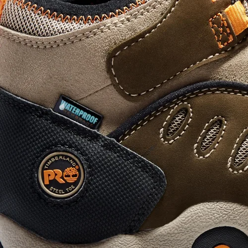 Vista 3 de Timberland PRO Mudslinger Mid - Tenis de moda impermeables con cordones para hombre Marrón Nubuck