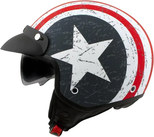 Vista 6 de Casco Milwaukee MPH9701DOT Maverick 3/4 de Cara Abierta con Barras y Estrellas para Motociclista, Casco DOT - Pequeño