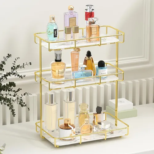 Vista 15 de Dobbyby Bandeja de Tocador Organizador de Maquillaje Almacenamiento de Cosméticos Organizador de Cuidado de la Piel para Baño Estante de Exhibición