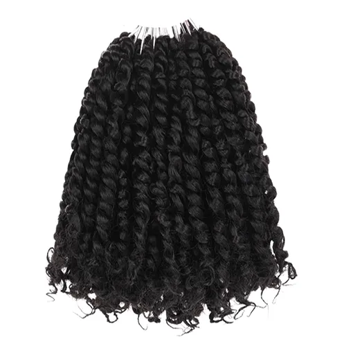 Vista 12 de Leeven Cabello rubio degradado de 14 pulgadas, pretrenzado y trenzado de pasión, 8 paquetes de extensiones de cabello sintético bohemio para mujeres