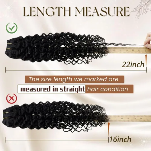 Vista 2 de Hetto . Extensiones de cabello humano rizado con clip, color #1 negro azabache, extensiones de cabello humano ondulado natural para cabeza completa