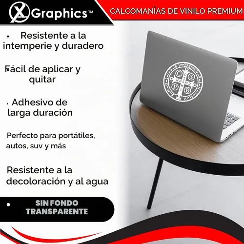 Vista 2 de Calcomanía de vinilo con medallón de San Benito Medalla de San Benito para automóvil, camión, SUV, impermeable (blanco, 5.8 x 5.8 pulgadas)
