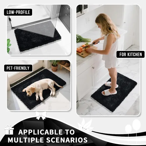Vista 6 de Yimobra Juego de 2 alfombras de baño, alfombra de baño suave y absorbente y alfombra de inodoro en forma de U con respaldo antideslizante, alfombras