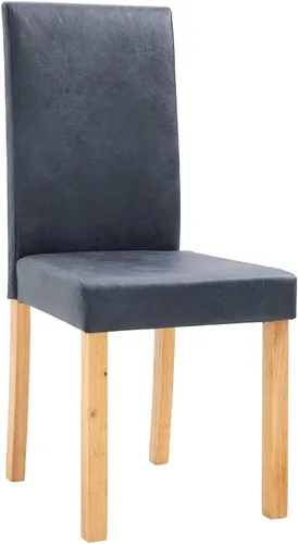 Vista 3 de Juego de 4 sillas de comedor modernas de estilo rústico tapizadas de gamuza sintética gris con patas de madera para comedor, sala de estar, muebles