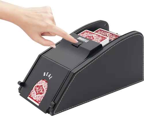 Vista 8 de Barajador automático de tarjetas, 2 en 1 automático de cartas de póquer barajador de casino, máquina de barajar póquer eléctrica, máquina