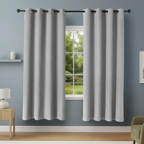 Vista 13 de Amazon Basics Cortinas 100% opacas con ojales, 2 paneles, 52 x 84 pulgadas, beige
