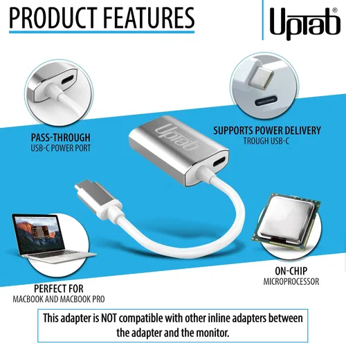 Vista 2 de UPTab Adaptador USB-C Tipo C a Mini DisplayPort 4K a 60Hz, Plateado