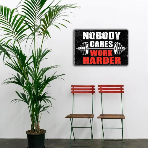 Vista 7 de Ykfss Carteles de gimnasio para el gimnasio en casa, decoración motivacional de pared, gimnasio, habitación, letrero de hojalata con texto en inglés