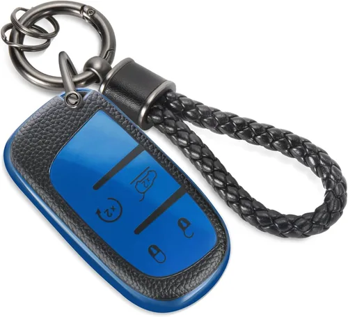 Vista 31 de para llavero de Cadillac con funda de TPU con superficie granulada y cuerda trenzada metálica, funda de llavero mejorada para 2020 en adelante CT4