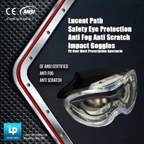 Vista 3 de Gafas de seguridad antivaho, antiarañazos, certificado CE ANSI, transparente, resistente a los impactos, protección ocular