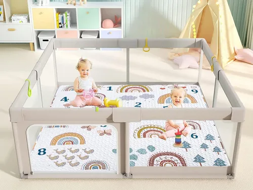 Vista 6 de Alfombra de juego Boho Rainbow 50x50 para parque infantil Lavable, portátil, antideslizante, plegable, para gatear al bebé y estar boca abajo