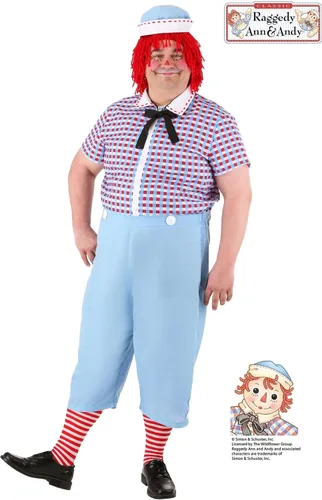 Vista 2 de Disfraz de Raggedy Andy para hombre de talla grande