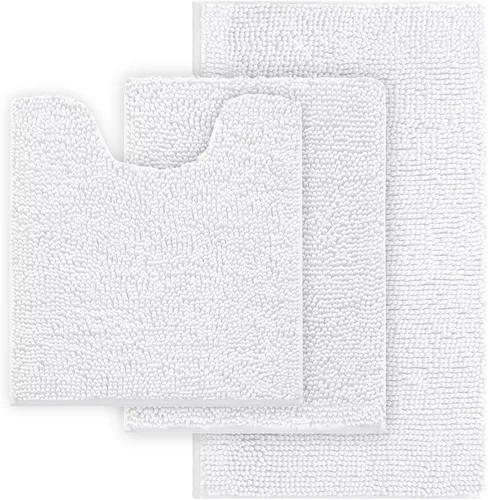 Vista 29 de Juego de 3 alfombras de baño antideslizantes de 3 piezas, alfombra de baño ultra suave, alfombra de baño absorbente y peluda, juego perfecto