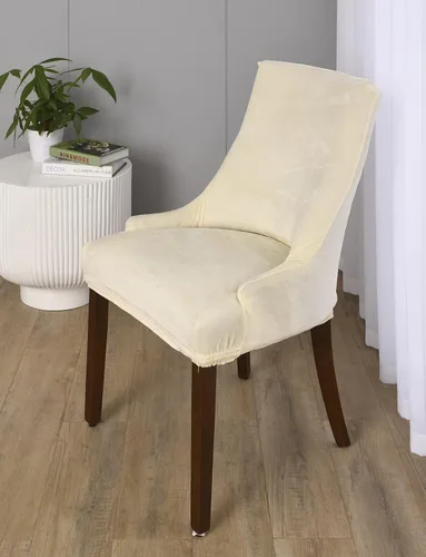 Vista 3 de MIFXIN Funda de terciopelo para silla lateral, elástica, lavable, inclinada, protector de asiento para comedor, banquete, decoración de fiesta