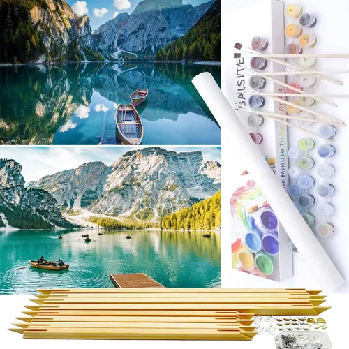 Vista 30 de BAISITE 0304 - Kit de pintura por números para adultos principiantes; paquete de 2 lienzos de 8 pulgadas de ancho x 12 pulgadas de largo; caja