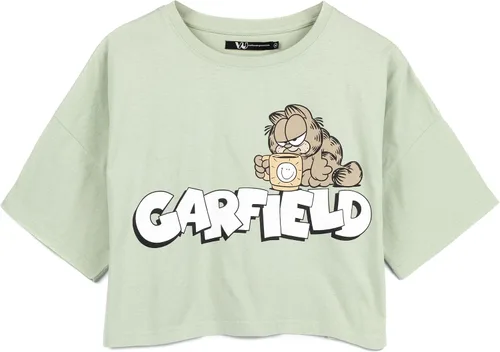 Vista 7 de Garfield Pijama para mujer Camiseta verde perezosa para adultos y mujeres con pantalones largos color crema, mercancía de película