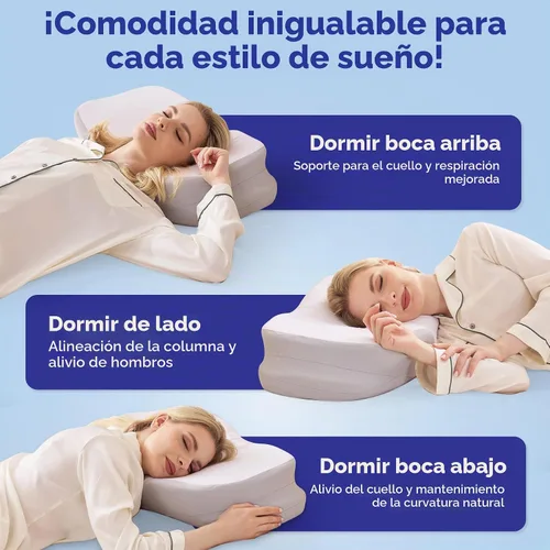 Vista 5 de Almohada cervical cervical para dormir, almohada ergonómica para dormir de lado, almohadas de espuma viscoelástica para aliviar el dolor de cuello