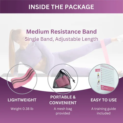 Vista 4 de Adjustable Fabric Resistance Bands, Non-Slip Exercise Bands for Men and Women, Perfect Workout Bands for Glutes and Lower Body Training - 1 Pack