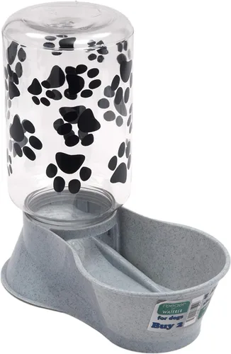 Vista 2 de Lixit® Comederos reversibles de agua o alimentos secos para perros y gatos, fabricados en Estados Unidos (gris, 2 cuartos de galón)