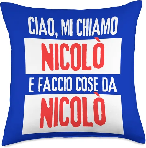 Vista 4 de Nicolò Idea Regalo Personalizzata con Nome Ciao Sono Faccio Cose Da Nicolò Personalizzato Throw Pillow, 16x16, Multicolor