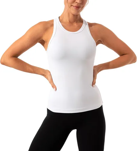 Vista 2 de Ukaste Camiseta sin mangas para mujer Studio Essential con cuello redondo y espalda cruzada para yoga