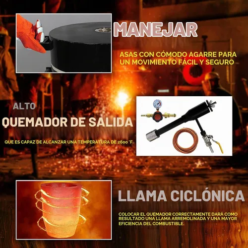 Vista 6 de Kit de horno de fusión de propano de 44.1 lbs, para fundición de metal, herramienta de refinación de fundición casera y fundición de chatarra