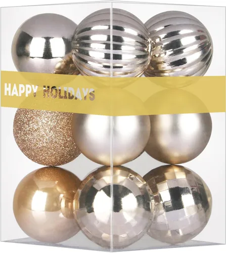 Vista 193 de Esferas pequeñas de Navidad de bronce y dorado de 1.6 pulgadas, adornos para decoración de árbol de Navidad, bolas colgantes inastillables