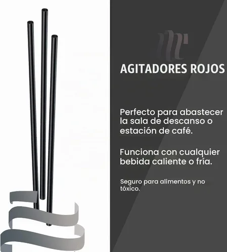 Vista 3 de [1000 unidades – Negro] Agitador de plástico de 5 pulgadas para sorber desechables, palos, para beber, cócteles, barras, agitadores de café