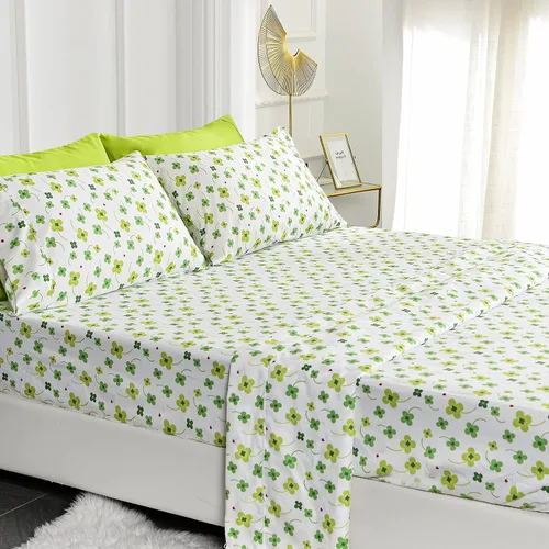 Vista 34 de American Home Collection - Juego de sábanas y fundas de almohada estampadas de 6 piezas, con 14 pulgadas de caída; sábanas de microfibra con doble