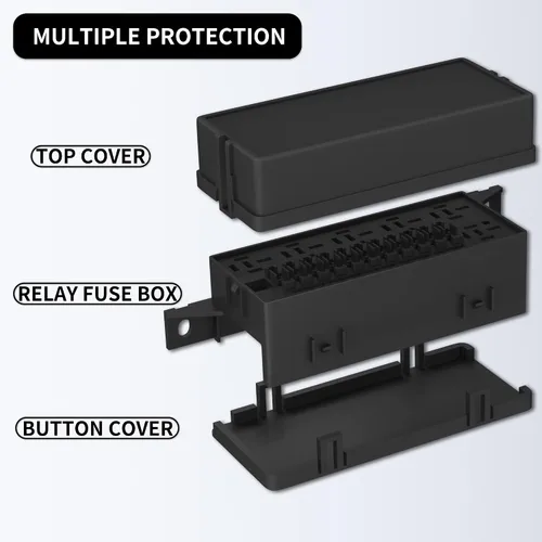 Vista 4 de RVBOATPAT Caja de relé de fusibles de 12 V con 6 relés y fusibles de cuchilla ATC/ATO de 11 vías, caja de fusibles y relés precableada de 12 V