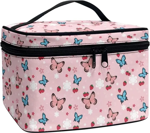 Vista 37 de Flashideas Bolsa de maquillaje para cosméticos Almacenamiento vertical Bolsa de maquillaje de viaje de gran capacidad, Caballo Azteca 1