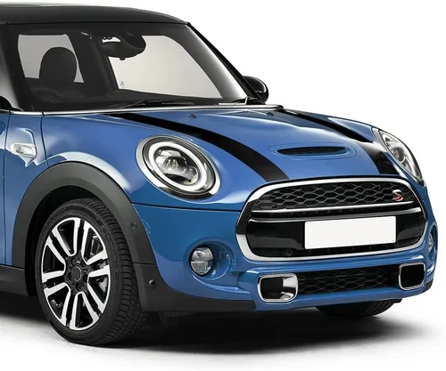 Vista 6 de Pegatinas para capó de estilo de coche, diseño de rayas, para MINI Cooper F55 F56 Decoración (negro brillante)
