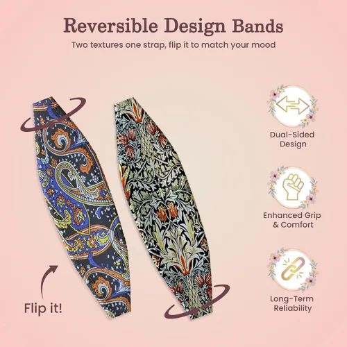 Vista 2 de Switchbands Correa de agarre para teléfono con flores - Soporte de dedo reversible y personalizable para la parte trasera del teléfono, compatible