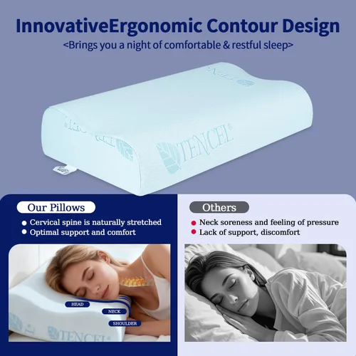 Vista 5 de Almohada de espuma viscoelástica de contorno cervical para dolor de cuello Azul