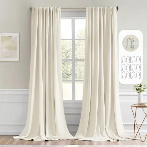 Vista 38 de MIULEE Cortinas opacas con pestaña trasera de 63 pulgadas de largo, juego de 2 paneles para sala de estar, dormitorio, privacidad, bolsillo