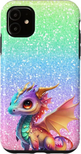 Vista 6 de Funda para iPhone 11 Pro Max colorida rosa naranja bebé dragón bonito cumpleaños Kawaii bonita funda