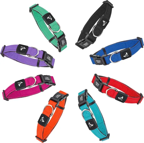 Vista 6 de Collar de perro para perros medianos (ancho - 3/4 pulgadas, largo - 17 - 21.5 pulgadas) Collar de perro turquesa acolchado ajustable con anillo